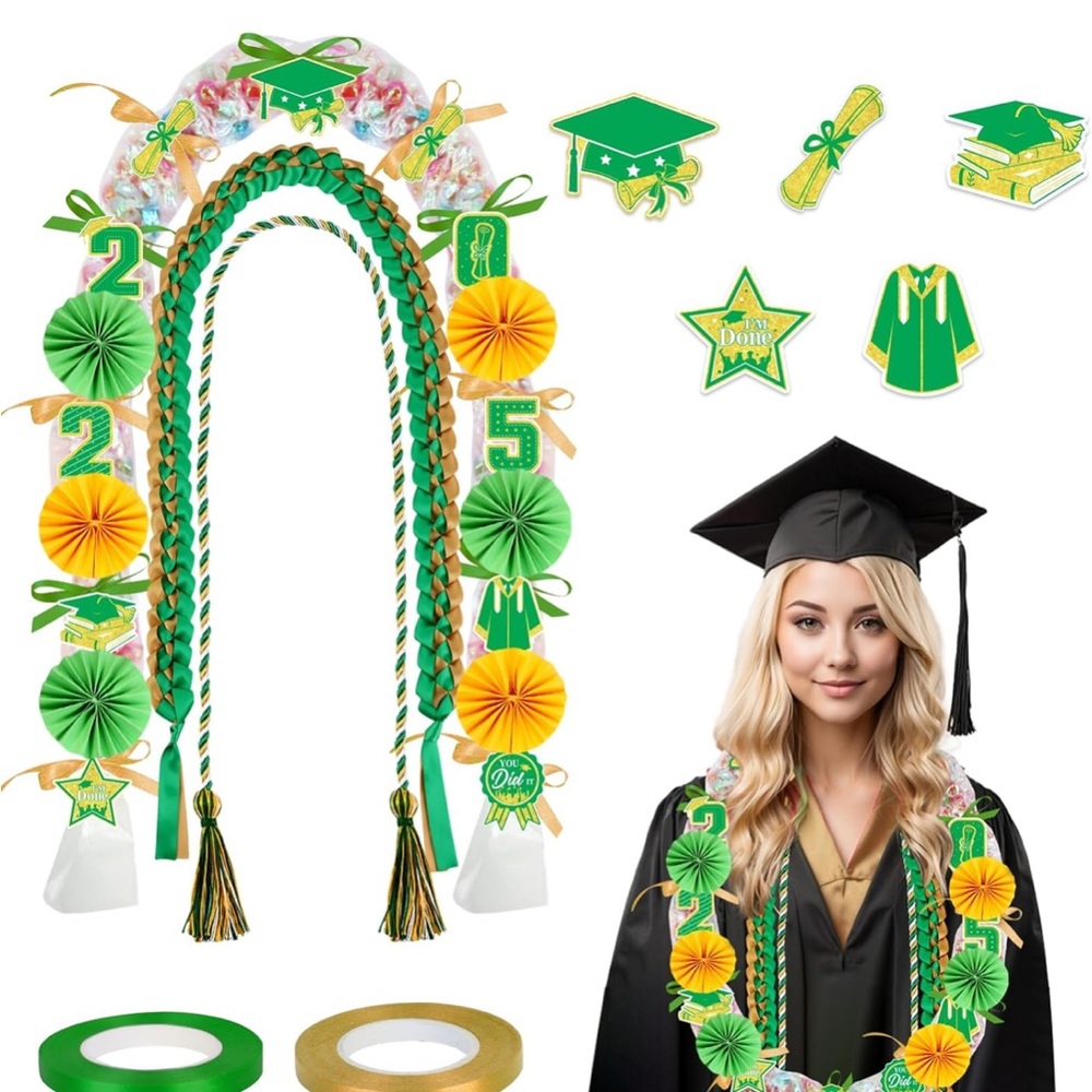 Graduation Party Decoration Set - Green and Yellow